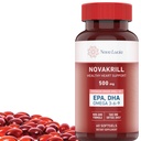 NovaKrill Krill Oil Omega 3 dodatek – 1000mg Softgels z EPA, DHA, Astaksantin – Brez ribjega pookusa – Enostavno pogoltniti Antarktično olje Kril – 60 tekoče kapsule