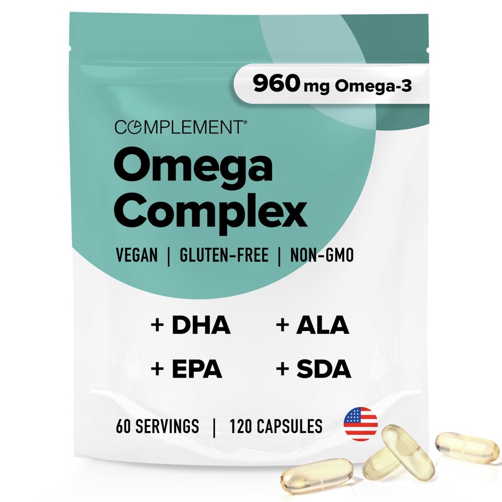 Dopolnilo Vegan Omega 3 Dodatek- 960mg Omega-3 Maščobne kisline, DHA, EPA, SDA, ALA dodatek - Imunska podpora- 60 Serving, 120 tekoče kapsule