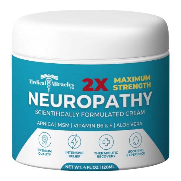 Medical Miracles Neuropathy Cream 2X Strength | Nerve Therapy Max Potency Relief for Feet, Hands, Legs, Toes - Arnica, Vitamin B6, Aloe Vera, MSM - Crafted for Exceptional Relief 4oz