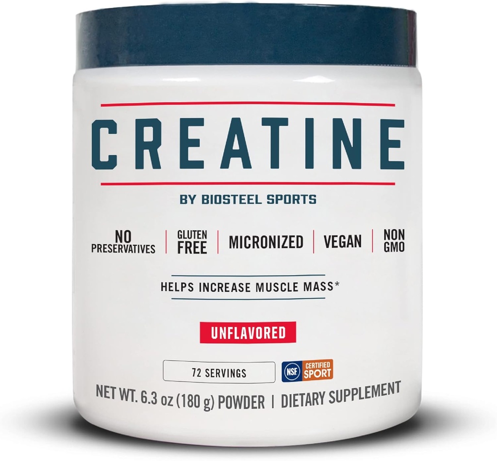 BioSteel Kreatin monohidrat v prahu - 72 Serving, 180g, mikroniziran za regeneracijo mišic in mišic, NSF za šport Certified Creatin v prahu