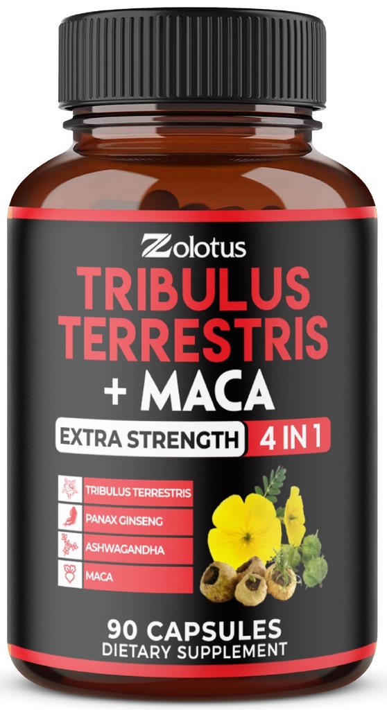 Zolotus Premium Tribulus Terrestris kapsule - v kombinaciji z Ashwagandho, Panax Ginseng & Maca - 90 števk za 3 mesece