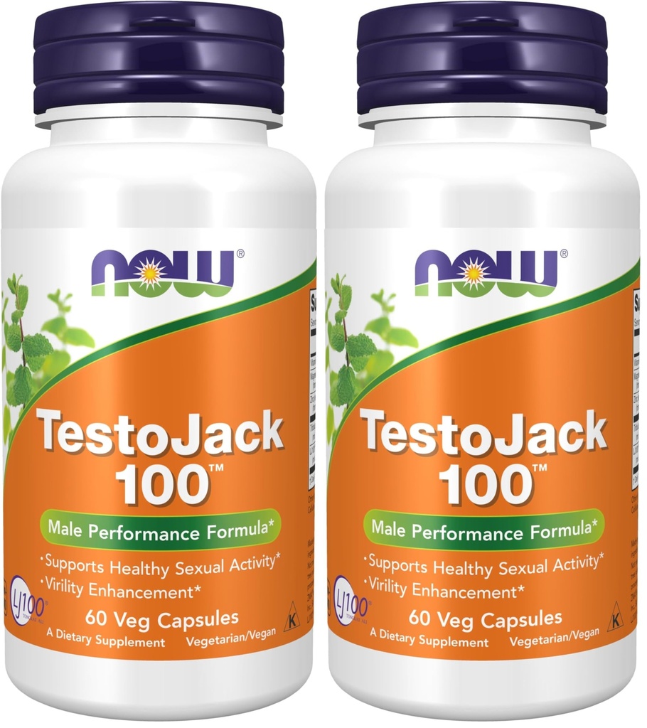Zdaj dopolnila, TestoJackTM 100 z LJ100®, Potent standardizirani ekstrakt Tongkat Ali (Eurycoma longifolia), Tribulus in ZMA®, 60 Veg kapsule (Pack po 2)