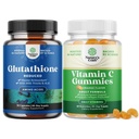 Sveženj zmanjšanega glutationa z mlečnim osatlom - 500 mg na serviranje čistega L glutationa in žvečljivega vitamina C Gumijev za odrasle - Askorbinska kislina naravna Gummy Imune Booster & Cold Remedy