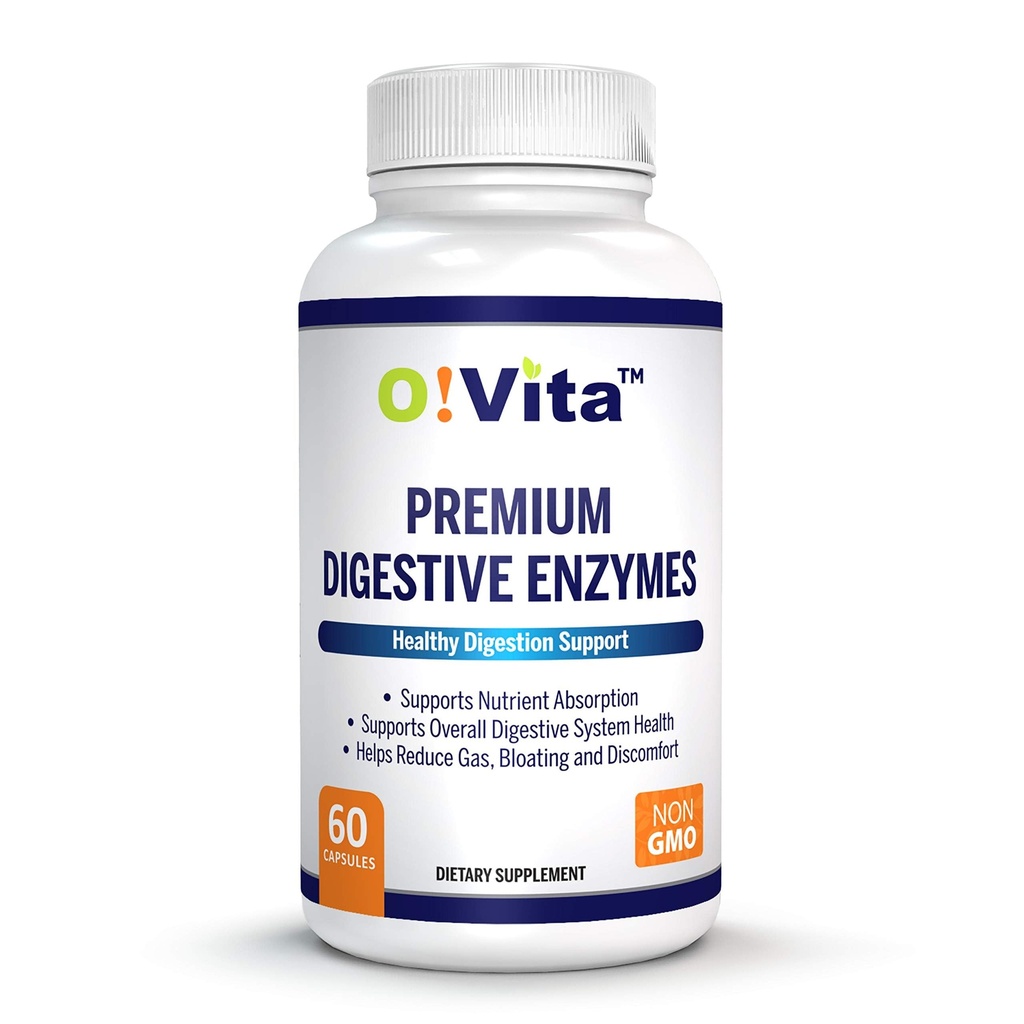 Premium Premium Prebavne encime z rastlinskimi encimi, Podpira boljšo prebavo, boljšo absorpcijo hranilnih snovi (60 Ne-GMO Zelenjavne kapsule)
