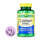 Generic Spring Valley Calcium 600 mg, prehranska dopolnila, zdravje kosti Kalcij + Vključuje Dri Store Sticker (100)
