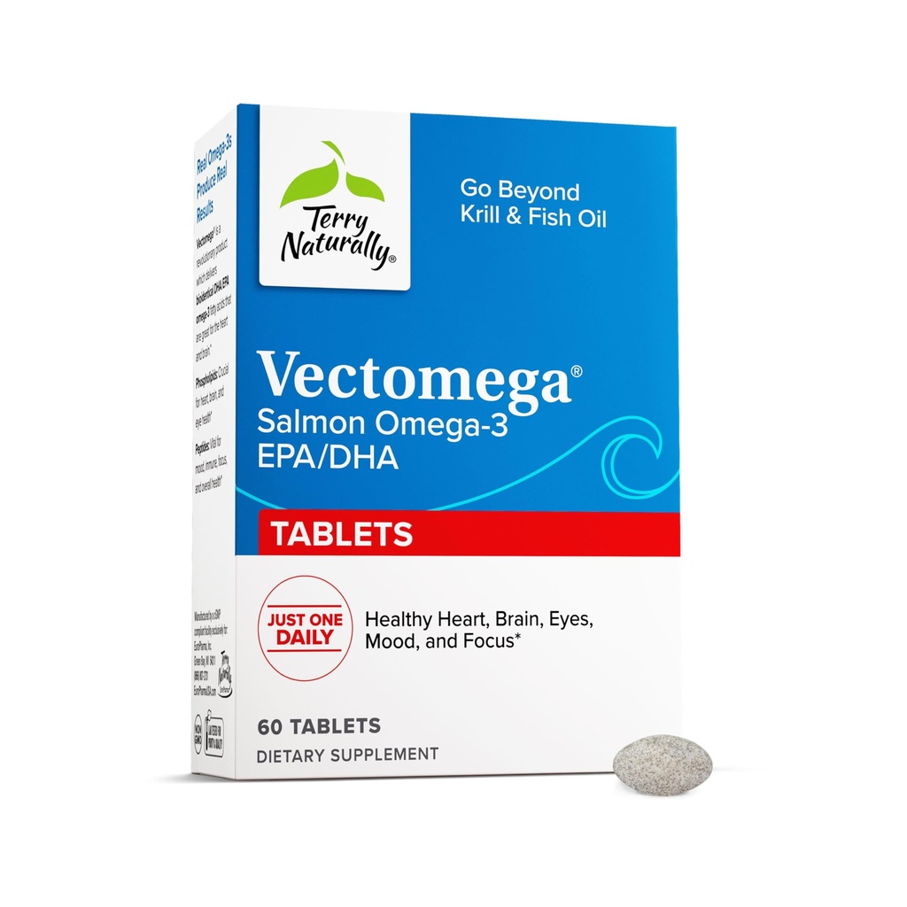 Terry Seveda Vectomega - dodatek z EPA & DHA - Omega-3 tablete za zdravje možganov in srca - prehranska dopolnila z esencialnimi maščobnimi kislinami in peptidi - 60 tablet