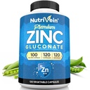 Nutrivein Premium Cinkov glukonat 100 mg - 120 kapsul: visokoabsorpcija Cinkov glukonat dopolnila za dobro počutje cele body - bistveni elementi za dobro počutje