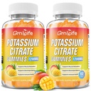 Kalijev citrat Gumiji, Visoko Kalijev dodatek Gumiji 1200mg Podpora Kramps in mišično zdravje, Kalijev Gumies za odrasle & otroke, Vegan, Mango Flavor 120 Število