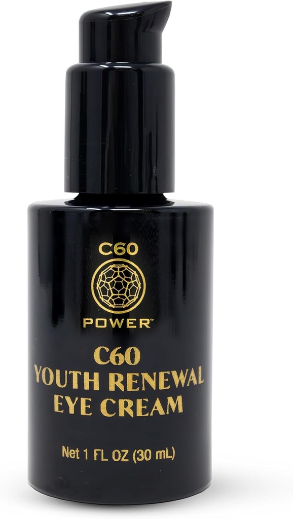 C60 Moč Youth Obnova oči krema - krema za oči za gube & Puffiness, proti staranju nego kože za ženske in moške, z 99,99% Pure Sublimated C60, Copper Peptides, & High-Quality sestavine - 1 fl oz