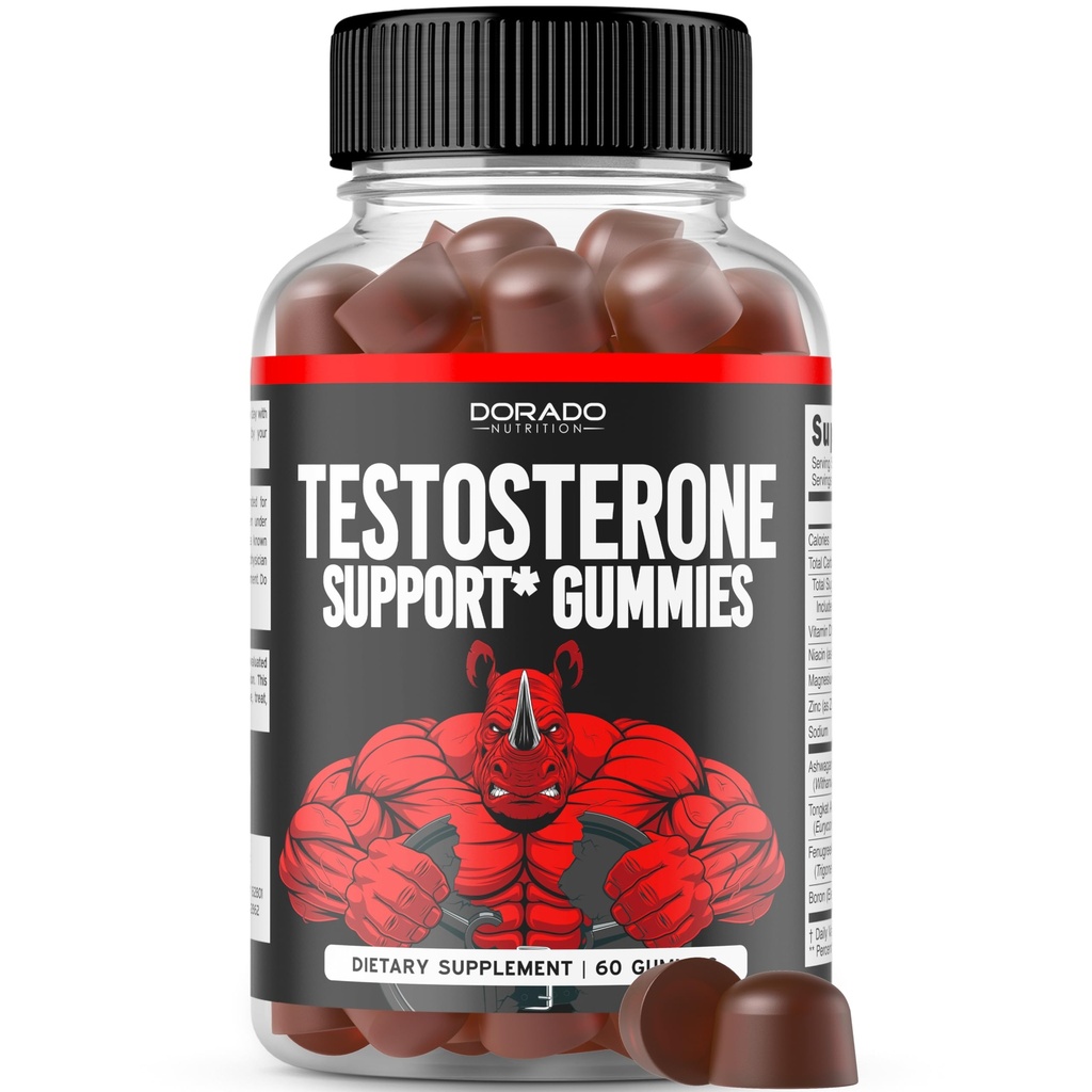 Testosteron Gumies za moške (60 Count) Testosteron dodatek za moške - Premium Test Booster - Podpora moč, Stamina, Drive & Performance - Tretja stranka Tested, Non-GMO, Vegan Safe & Made v ZDA