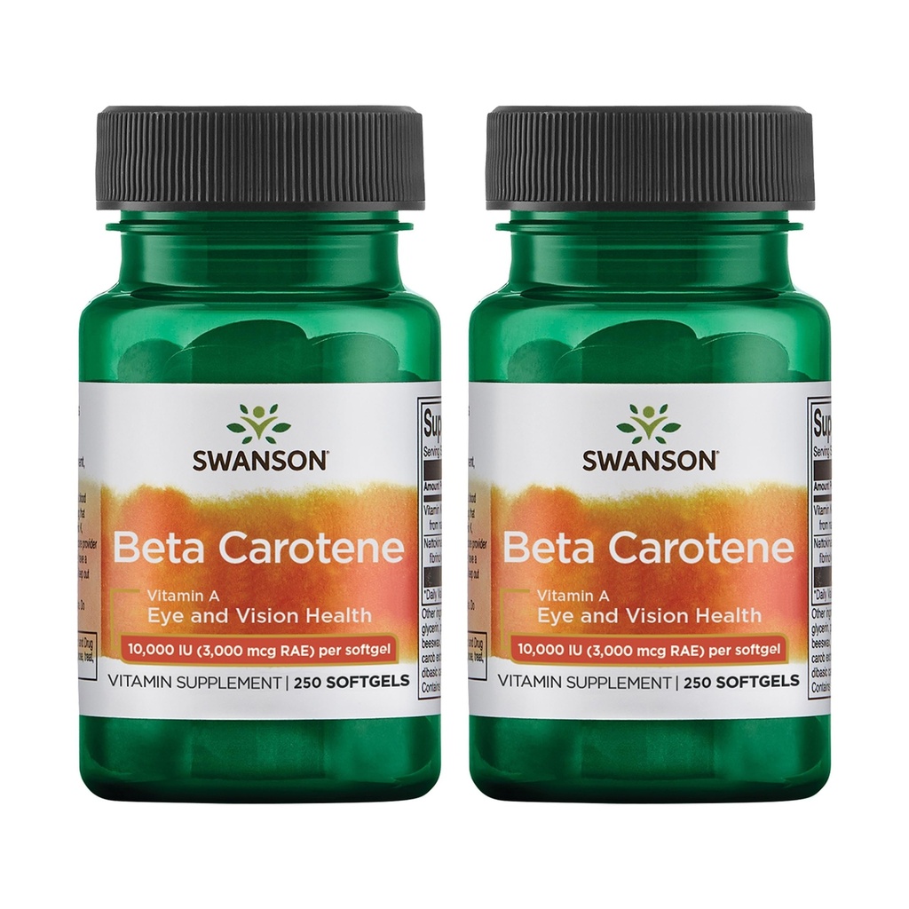 Swanson Beta-karoten - Vitamin A dodatek za spodbujanje imunskega zdravja, zdravje oči in kože - Naravna Wellness Formula - (250 Softgels, 3000mcg vsak) (2 paket)