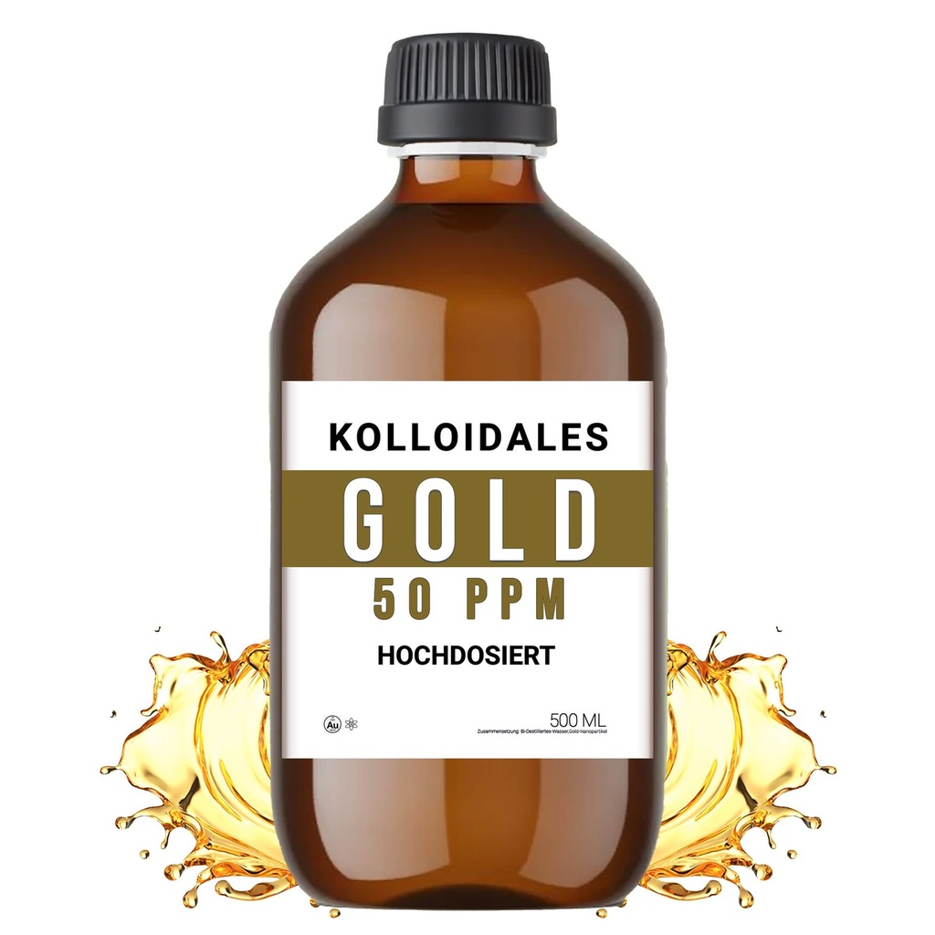 Koloidna zlata raztopina, 50 PPM, 500ml, visoka čistost 99,99%