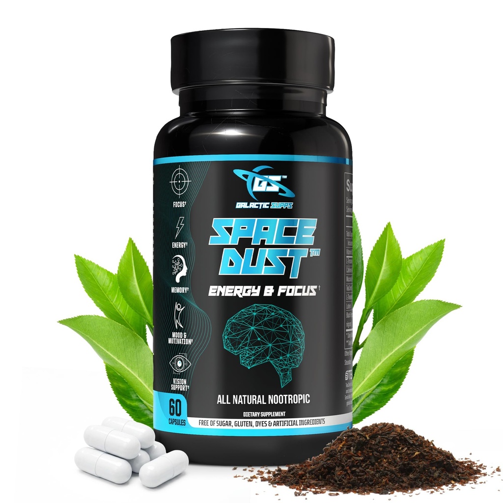 8-in-1 Premium Nootropic Brain Supplement – Focus, Energy & Mood Support – Brain Fog Relief & Reaction Time – s TeaCrine, L-Theanin, L-Tirozin, Mucuna & Več naravnih sestavin – Prostor prah
