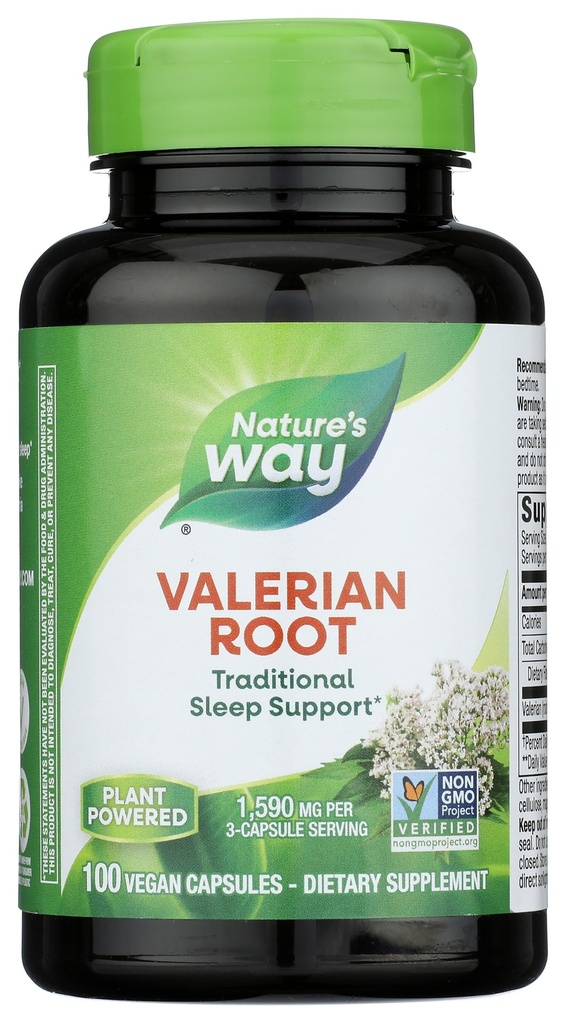 Narava Valerian Root, Tradicionalna podpora za spanje*, Projekt Non-GMO Verified, Gluten Free, Vegan, 100 Kapsule (Packaging May Vary)