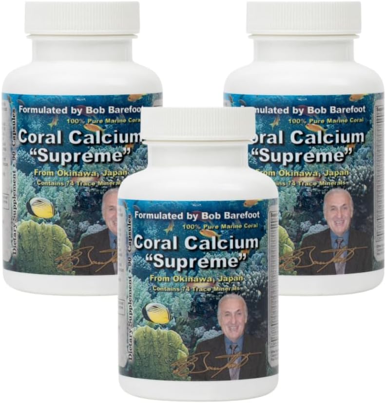 BOB'S BEST Coral Calcium Supreme I 100% Pure Marine Coral, 74 Trace Minerals, 1000 mg I 90 Kapsule, pakiranje po 3