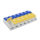 EZY DOSE Weekly (7-dan) AM/PM tablete organizator, Daily Vitamin Container in Medicine Box, Velika pop-out oddelki, zasnovan za potovanja, 2 krat na dan, modra in rumena lids