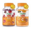 Življenjski Iron & Vitamin C Otroci + Vitamin C Otroci, Gummies Bundle - odličen okus, Vitamin dopolnilo, Gluten brezplačno, GSO brezplačno, Žvečljivi gumi
