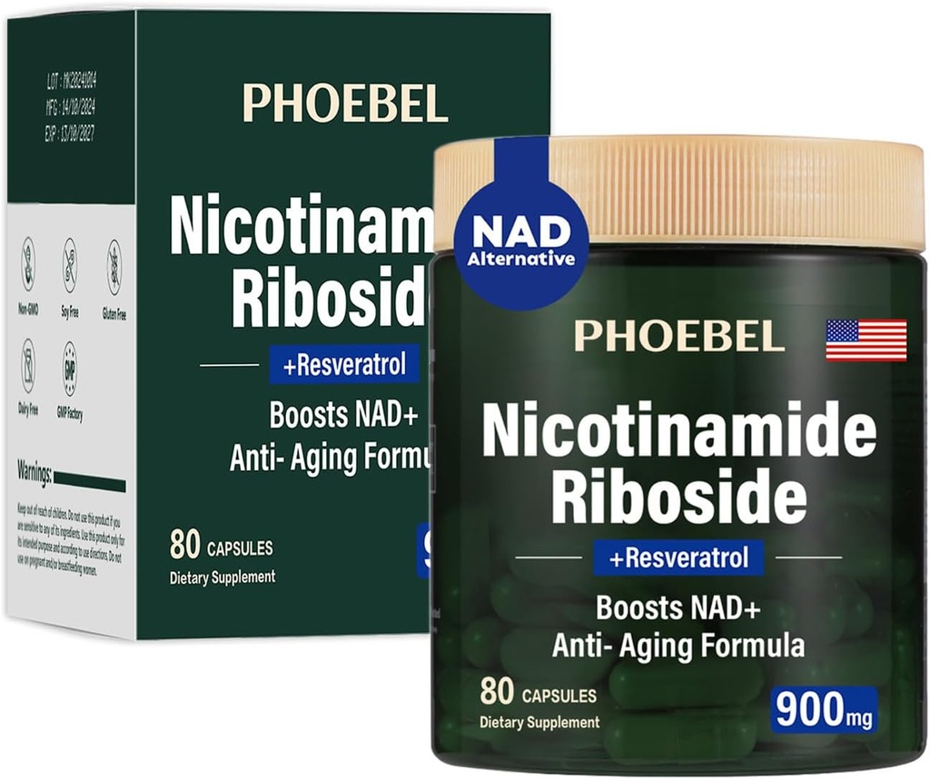 Novo NAD + dodatek - Resveratrol, liposomski nikotinamid ribozid, Quercetin- Visoka čistost NAD dodatek za energijo, Fokus - 80 Count,900mg