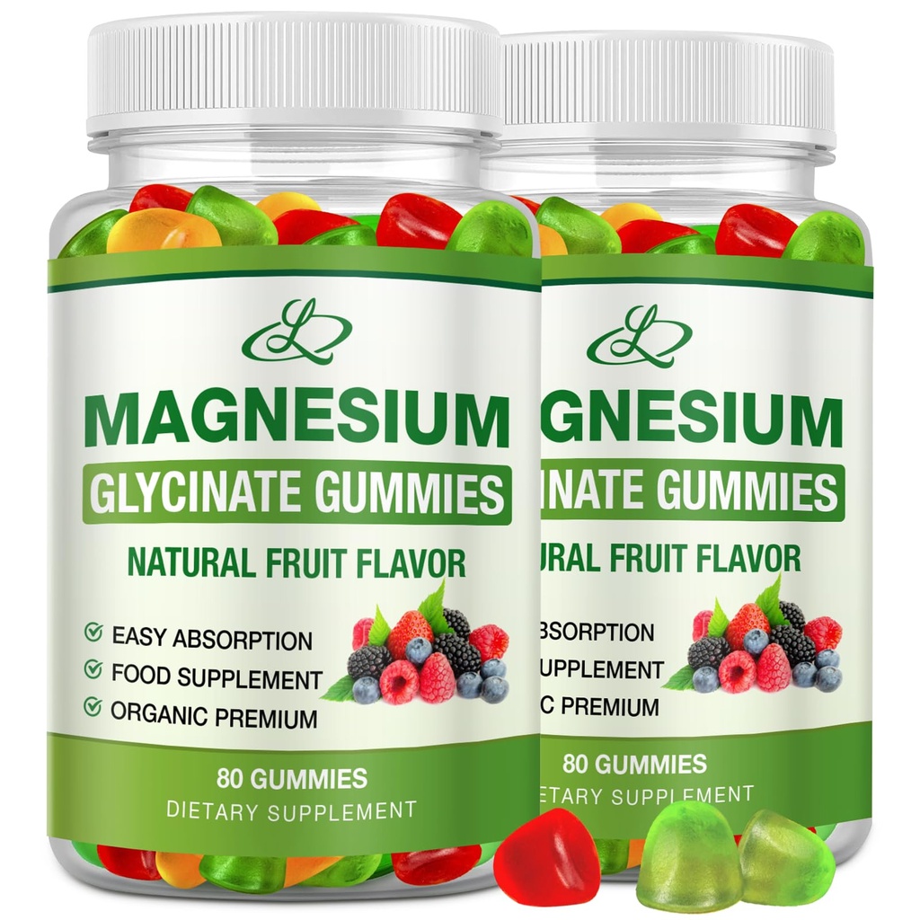 Magnezij Glycinate Gumies za odrasle in otroke 600mg, visoka absorpcija Kalij Magnezij dodatek za spanje, Magnezij L-treonat, 160 Število