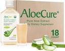 AloeCure USDA Ekološka Aloe Vera Juice narejena znotraj 12 Hrs žetve - Pure Aloe Juice Natural Prebavni dodatek za podporo prebavljivost, imunski sistem in uravnotežena želodčna kislina, 18 x 500ml steklenice