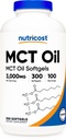 Nutricost MCT Oil Softgels 1000mg, 300 SFG (3.000mg Serv) - Odlično za Keto, Ketosis, in Ketogene diete