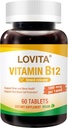 Lovita Vitamin B12 1000 mcg (B12 Vitamini kot Cyanocobalamin), Čas sproščanja B12, Vegan-prijazno, Podpira živčni sistem, 60 Vegetarian tablete (2 mesec dobave)