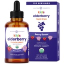 NutraChamps Črna Bezgovina za otroke Tekoče kapljice, 10:1 Izvleček Sambucus Bezgova jagoda Sirup za otroke, brez sladkorja evropske bezgove kapljice Berry Flavor, Imunska podpora, 4 Mesec zaloga