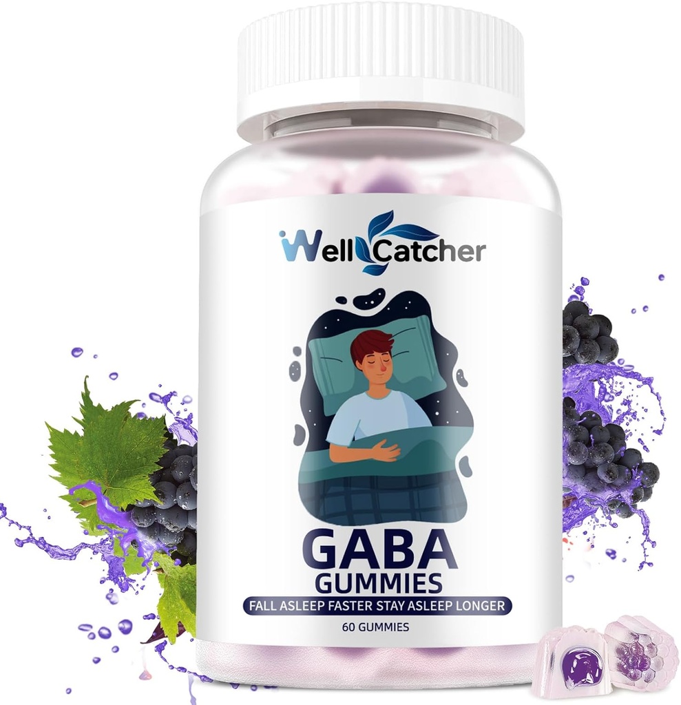 GABA dodatek Gumies 500mg: Žvečljiva GABA L-teanin dodatek Gumies za odrasle otroke Non Melatonin spalna pomoč miren um s 5-HTP za stres Relief Zzz boljši sladkor brez grozdja aroma 60CT