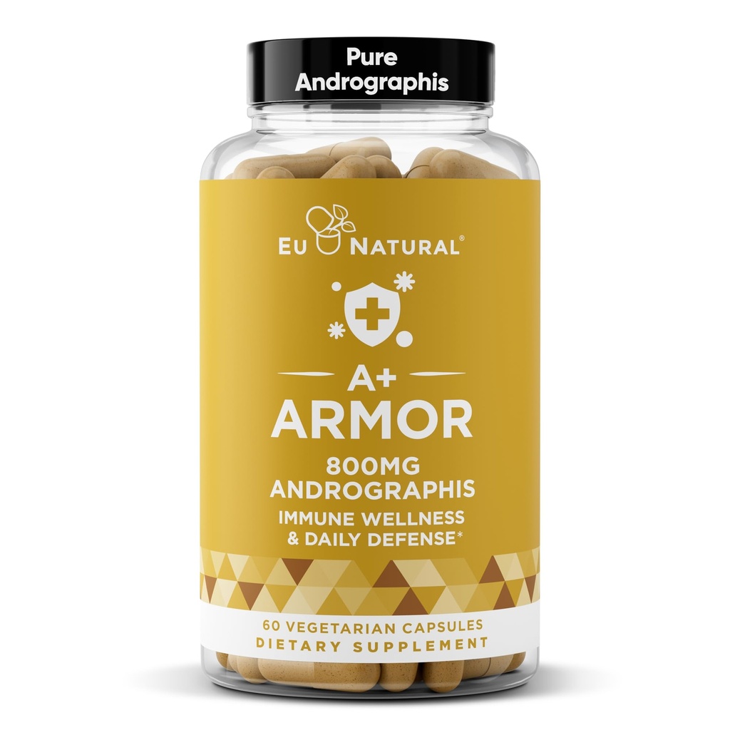 A+ Armor andrographis Pure 800 Mg – zdravo delovanje imunskega sistema, telesno dobro počutje, močna moč za sezonsko zaščito – popoln spekter in standardiziran – 60 veganskih mehkih kapsul