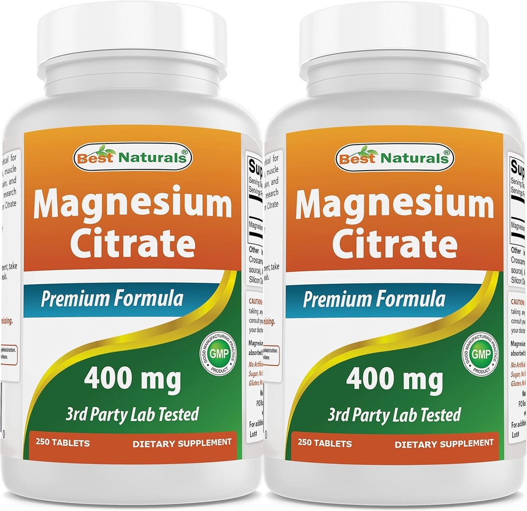 Najboljši naravni magnezijev citrat (Citrato de Magnesio) 400mg 250 tablet (400 mg elementarnega magnezija na 2 tableti) (2)