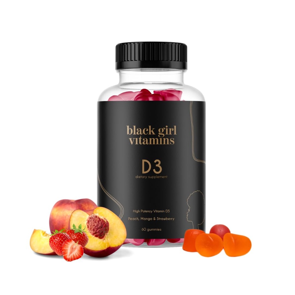 Črna deklica Vitamini - Vitamin D3 Gumiji, za imuno, energijo in podporo kosti, 2000IU (50mcg) Vitamin D na strežbo, Gluten-free Vitamin D Gumies