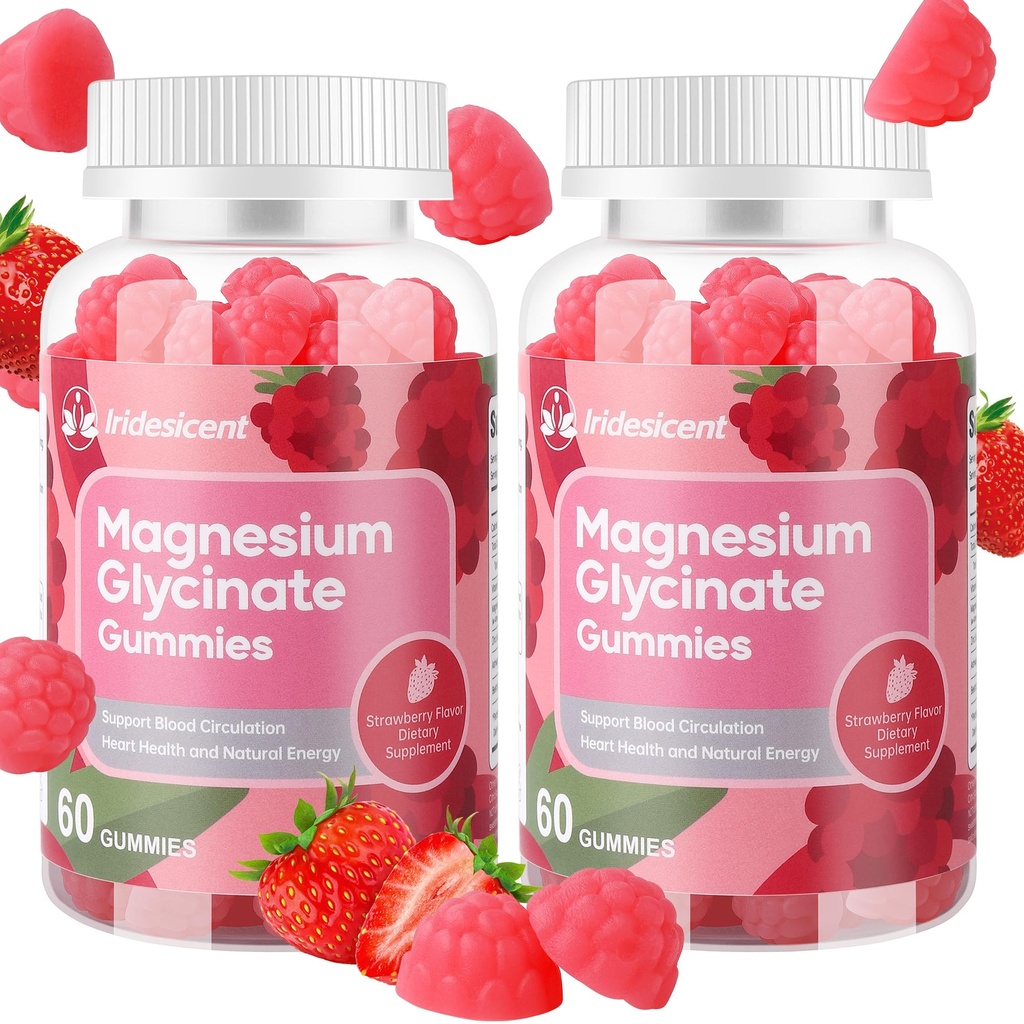 Magnezij Glycinate Gumies 400mg, Sugar Free Magnezium dodatek w/Ashwagandha, cink, Vegan Magnezijev Glycinate dodatek za odrasle - 120 Jagodnih Gumies