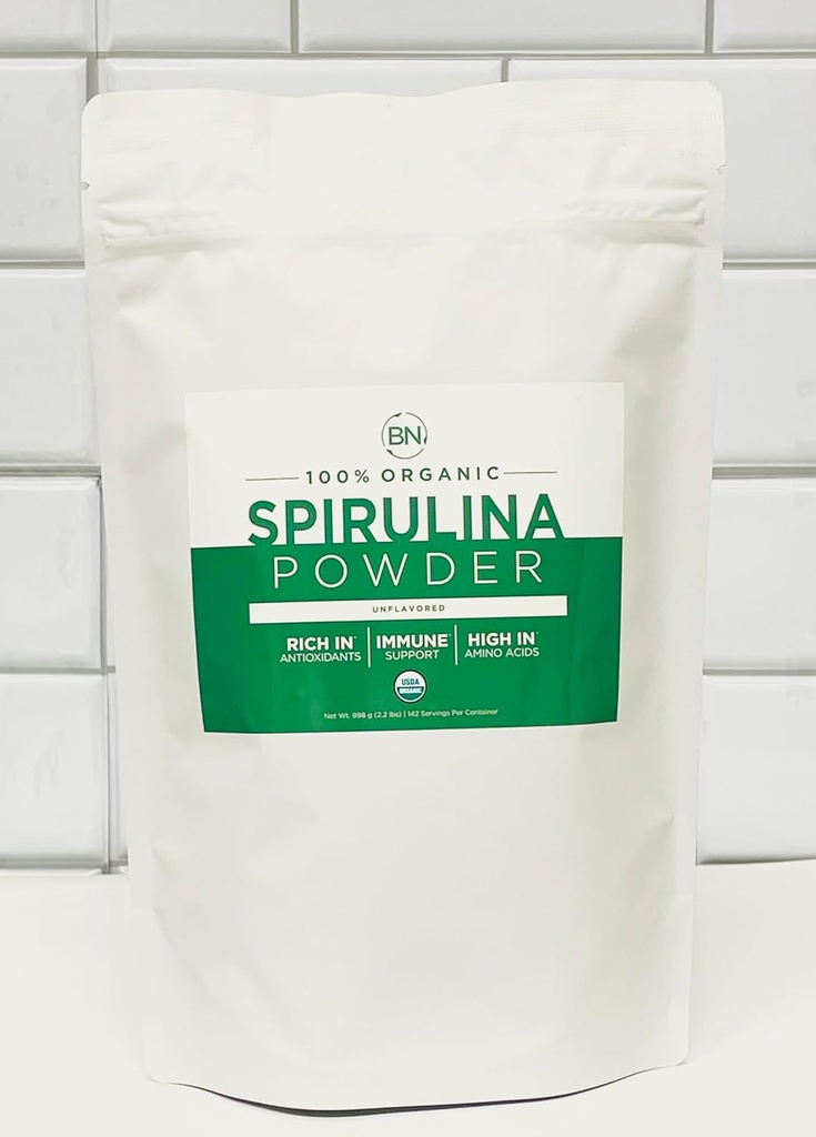 Spirulina powder Organic 1kg/2.2lb -285 Servisi 3,5g serviranje velikost - USDA Certified - RAW Nutrient Dens več kot 70% beljakovine na serviranje - Najčistejši vir Veganski protein - Superfood