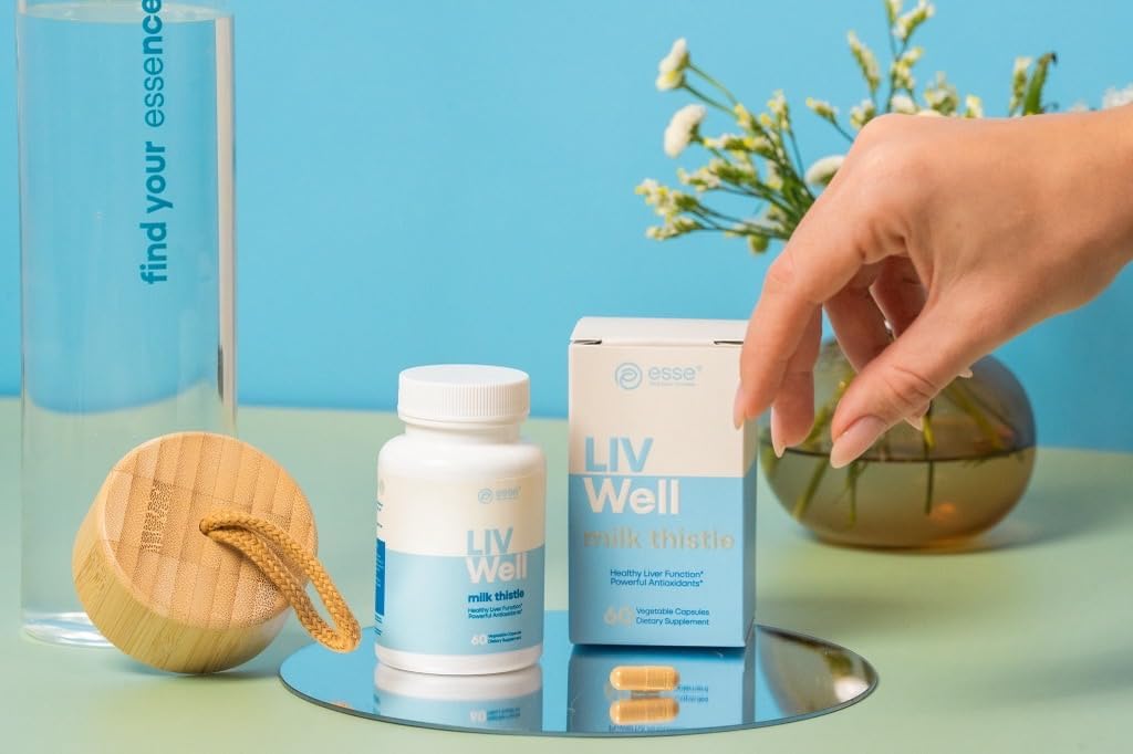 ESSE vegansko mleko Thistle dodatek s sezamom in artičoke ekstrakt - Napredno HPLC Tested for Purity - 80% Silymarin Ost za čiščenje jeter Detox in popravila Plus zdravo podporo kožo, 60 kapsul