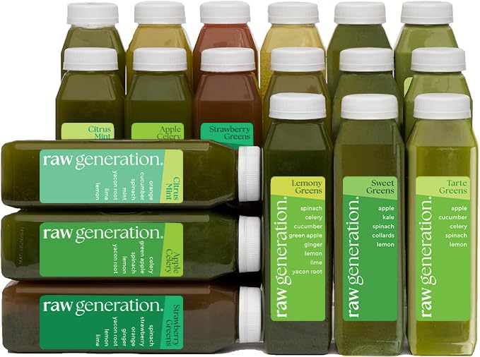 Surova generacija Detox cleanse – 3-dnevno čiščenje soka s 60% manj sladkorja za hujšanje, energijo, bolj jasno kožo in gut zdravje – 18 Klorofil-pakirani sokovi za razstrupljanje vaše telo in ponastavitev vaše prehrane (različica maj Vary)