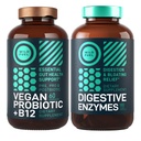 Prebavne encime s probiotiki in prebiotiki in veganski probiotik Plus B12 Izboljšane prebavne in Gut Health Bundle