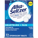 Alka- seltzerjeva zgaga + bolečina šumeče aspirin + antacidne tablete, hitra zgaga in motnje prebave kisline, lajšanje bolečine z aspirinom, 72 Ct