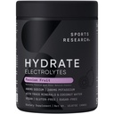Sports Research® Hydrate Electrolytes Powder - brez sladkorja in naravno aromo z vitamini, minerali in kokosovo vodo - Podpira Hidracija - Pasijonski sadeži - 90 Serving