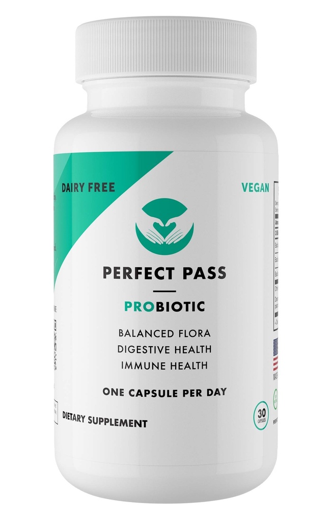 PERFECT PASS probiotični, naravni Bacillus spore človeški sevi s 100% stopnjo preživetja skozi želodčno kislino in žolč za črevo in prebavne Wellness, Vegetarian, 30 kapsul