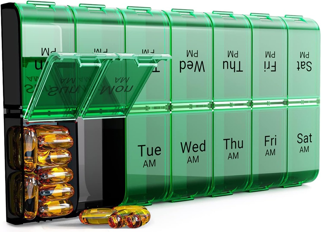 Ekstra velike tablete Organizator 2 krat na dan, XL 7 dan tablete polje AM PM, Jumbo tedenske tablete primer, Dnevna noč preveliko zdravilo organizator, vitamin imetnik, velike tablete vsebnik, dvakrat na dan tablete organizator