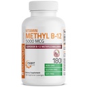 Bronson Metil B12 5000 mcg Vitamin B12 Metilkobalamin Energy & Brain Support, 180 Lozenges