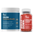 Dr. Tobias Apple Cider Vinegar Gumies & Colon Vsakdanje zdravje - Dnevna digestiva, Detox in čiščenje Podpora z ACV Gumies & Psyllium Husk Powder