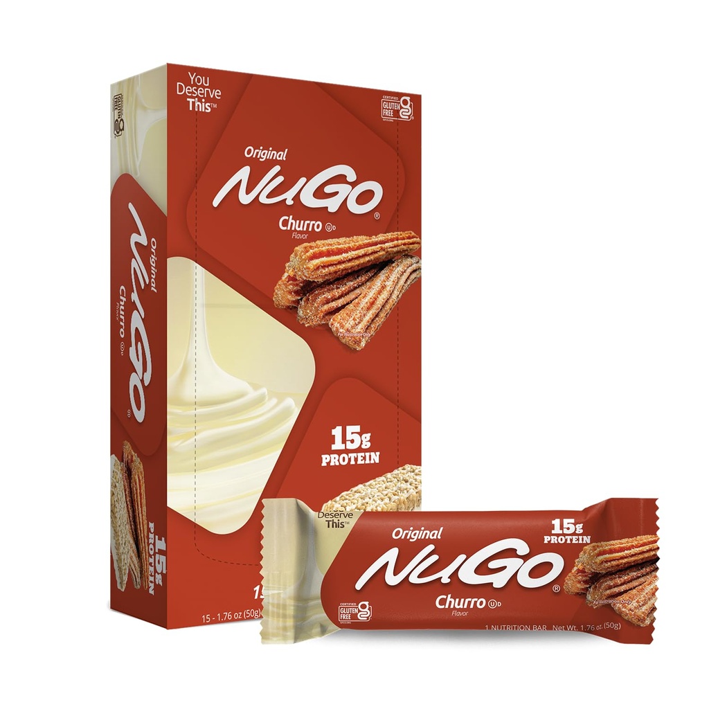 NuGo Protein Bar, Churro, 11g Beljakovine, brez glutena, 15 Število