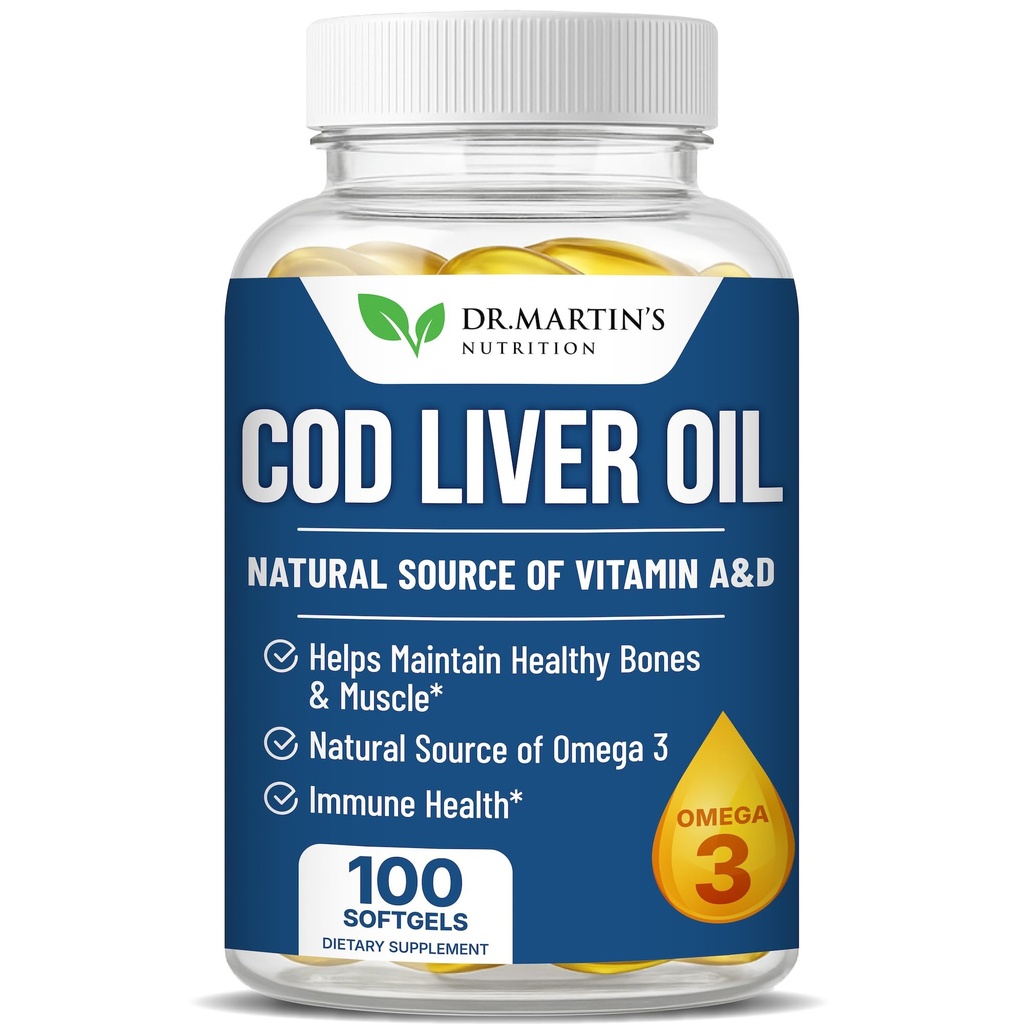 COD Liver Oil | 300 Softgels | Natural Source of Omega 3 Fatty Acids | Triple Strength | Best Immune Health, Healthy Bones & Muscles Dietary Supplement |