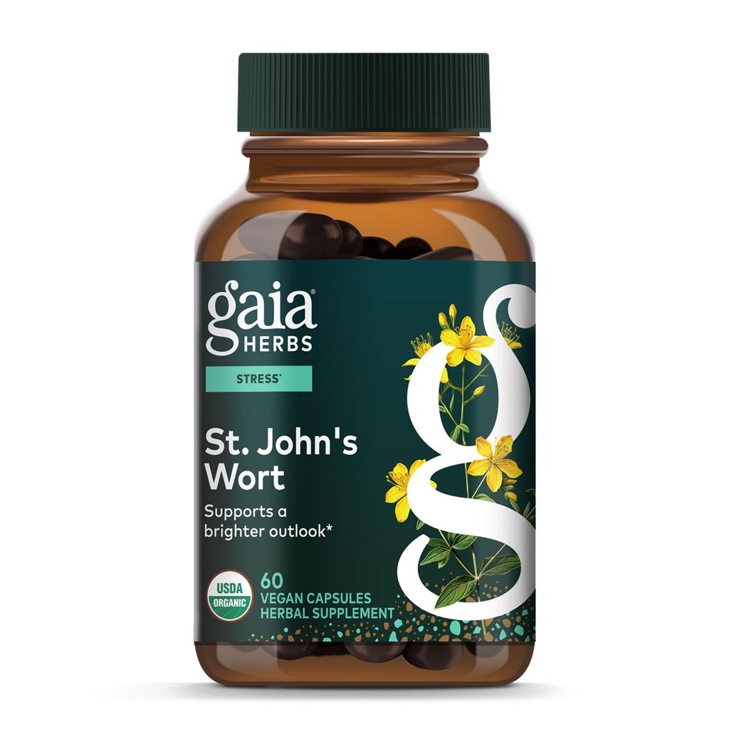 Gaia Herbs St. John's Wort - podpora za naravni stres - s šentjanževko - 60 veganskih kapsul (20-dnevno oskrbo)