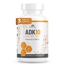 ADK 10 dodatek vitamina + oljčno olje za boljšo absorpcijo - z vitamini A + D3 (10.000 iu) + K2 (MK7+MK4) - 90 kapsul - vegetarijanska - ne- GMO