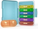 Tedenske tablete Organizator 2 krat na dan, 7 dan tablete Box 2 krat, Prenosna za potovalne tablete primeru tabletk/vitamin/ribje olje/sredstvo/dodatki (2x7 Blue+Rainbow)