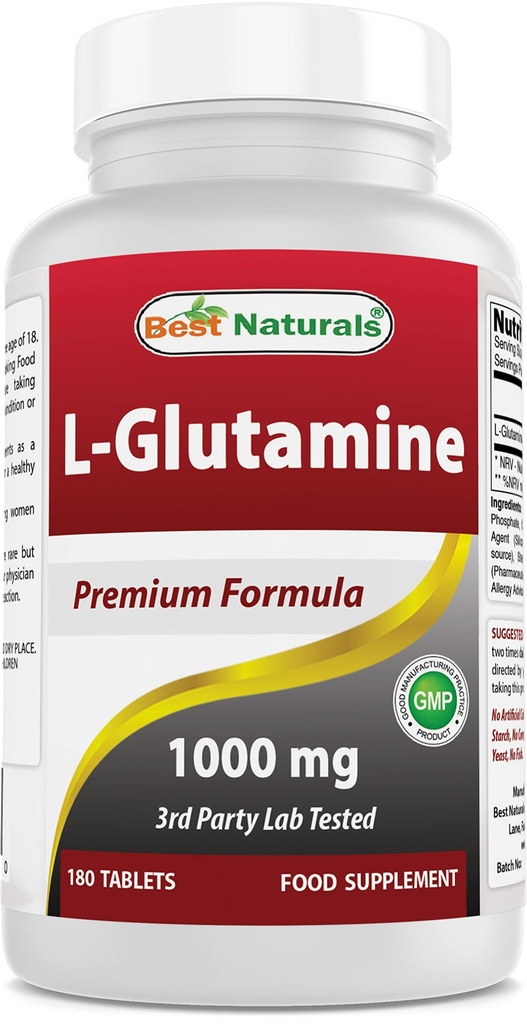 Najboljše naravne L-glutamin 1000mg goriva za vadbo (ne-GMO) tablete, 180