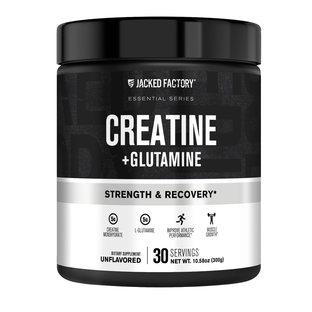 Jacked Factory Kreatin + Glutamin - Kreatin dodatek z L-glutamin za obnovo mišic, rast mišic, povečana moč, Izboljšana proizvodnja energije in Gut Health - 30 Servings, Nearomade