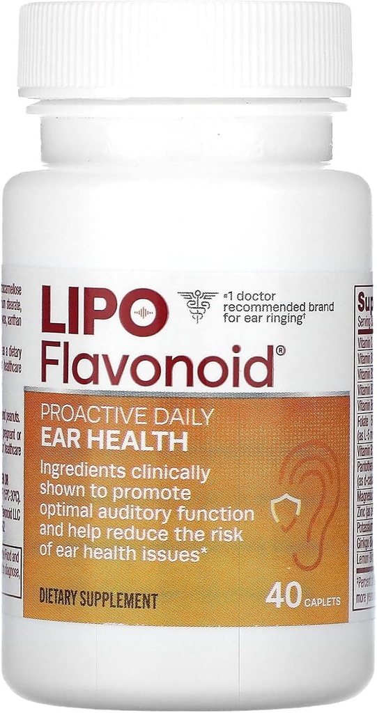 Proaktivno dnevno zdravje ušesa dodatek Lipo-Flavonoid, spodbuja dolgotrajno in podpira optimalno slušno funkcijo in kognitivno zdravje, 40 Caplets
